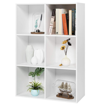 Babineaux 6-Cube Bookcase, Wooden Horizontal or Vertical Standard Library Bookshelf, Modern White