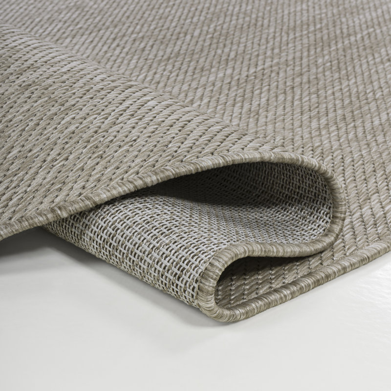 Malpass Modern Rustic Organic Curve Beige Indoor/Outdoor Rug, Novelty 7'9" x 10'