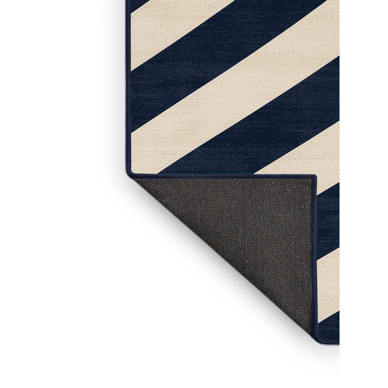 Soft Plush Fedele July 4Th Modern & Contemporary Abstract Area Rug in Blue – Navy Binding, 3x5