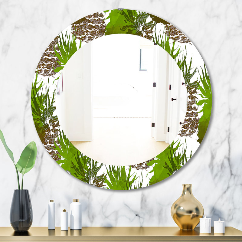 Miroir décoratif tropical bohème et éclectique 11, H 31,5 po x l po