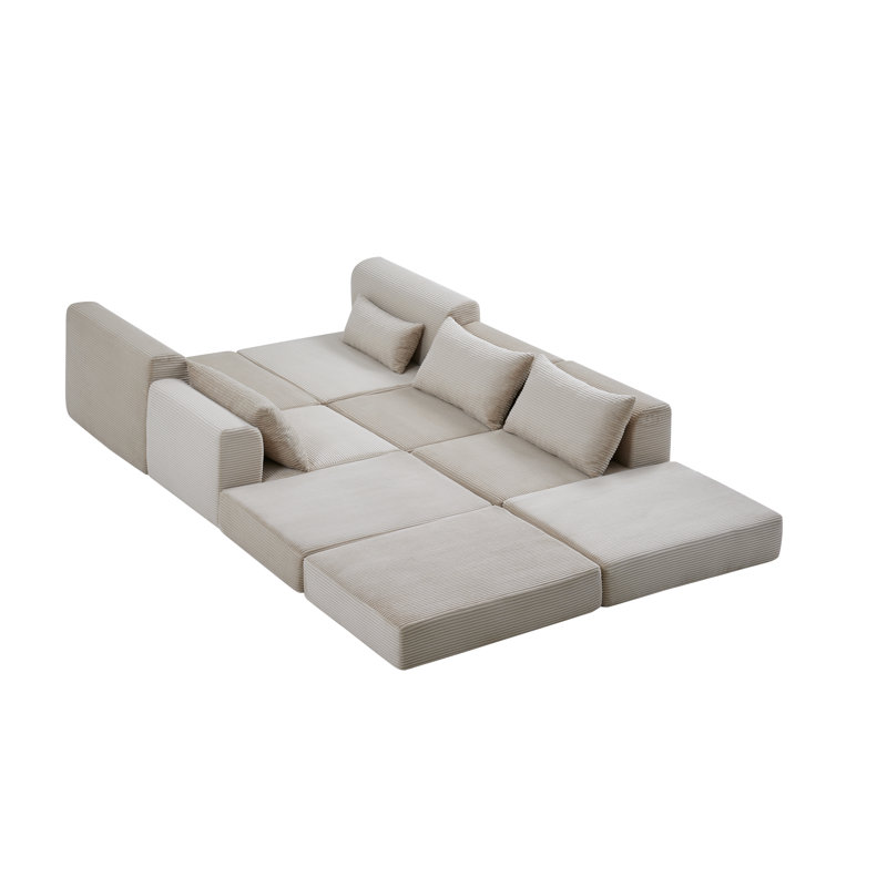 Canapé modulaire 100 po avec méridienne réversible modulaire 100 po, aucun assemblage requis