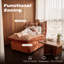 Canapé-lit WOWMAX, fauteuil inclinable à dossier fixe, revêtement en velours doux, terre cuite