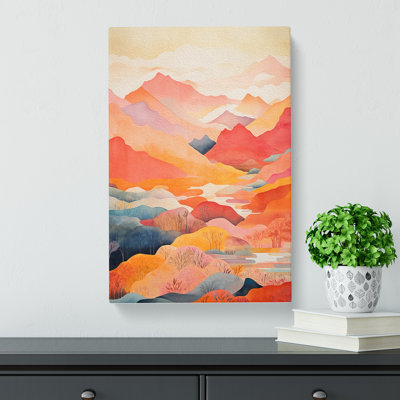 Japanese Mountains Colour Field - Wrapped Canvas