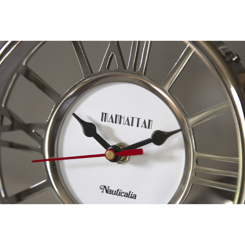 Roman Numeral Metal Quartz Movement / Crystal Tabletop Clock in Silver
