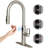 MASO Touchless Kitchen Faucet with Pull-Down Sprayer, Fahrenheit Temperature Display, 3 Spray Modes, 360° Swivel, Commercial Modern Faucet for RV, Farmhouse, Camper, Laundry & Bar, Brushed Nickel-125898336