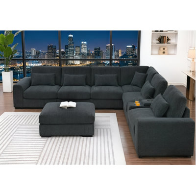 Oversized Corner Sectional Sofa With Reversible Chaises 7 Seat Chenille Cloud Sectional Couches