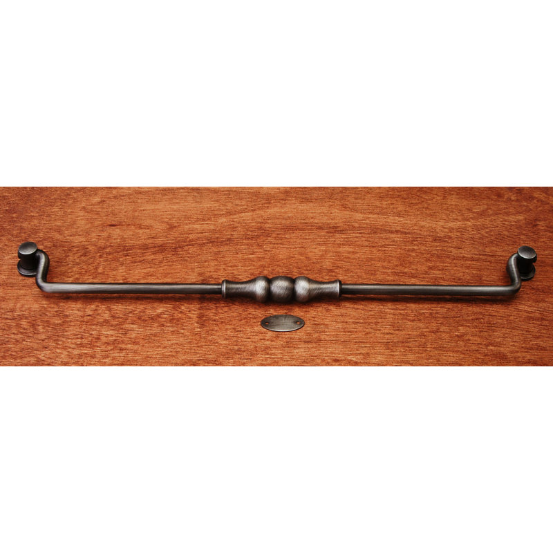12" Beaded Middle Drop Handle CP Series, Distressed Nickel