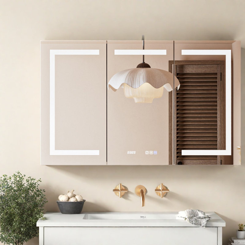 Armoires à pharmacie éclairées, rangement de salle de bain moderne en aluminium 60 X 36