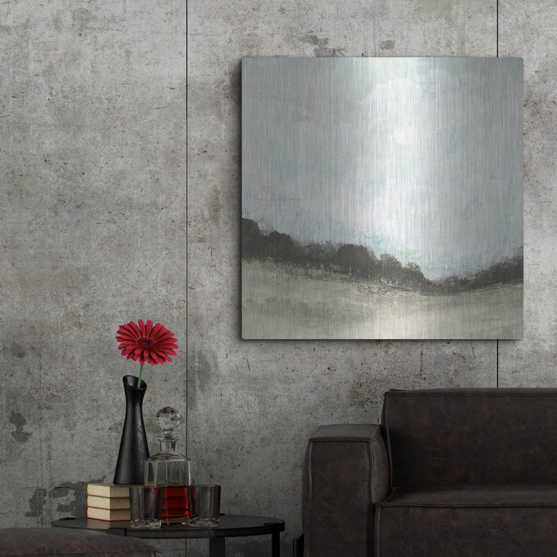  «In The Field Square 2 Neutral» par Cheryl Warrick, art mural en métal, 36 po x 36 po, H 36 po x l 36 po