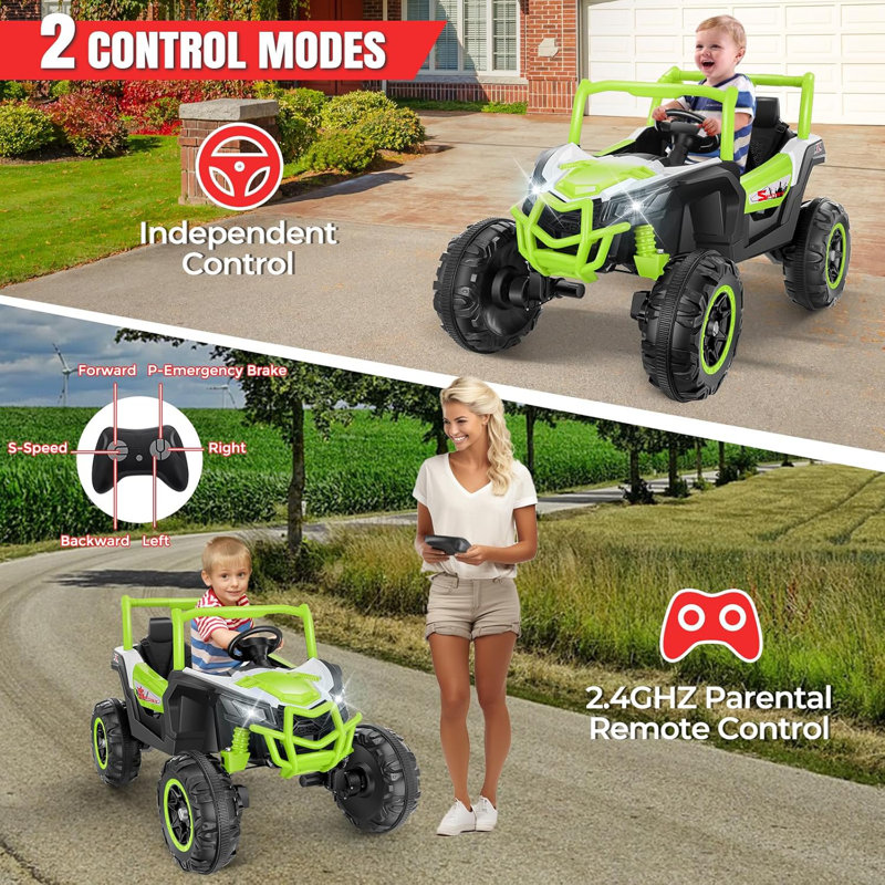 24V Green Electric UTV Ride-On Car with Remote Control