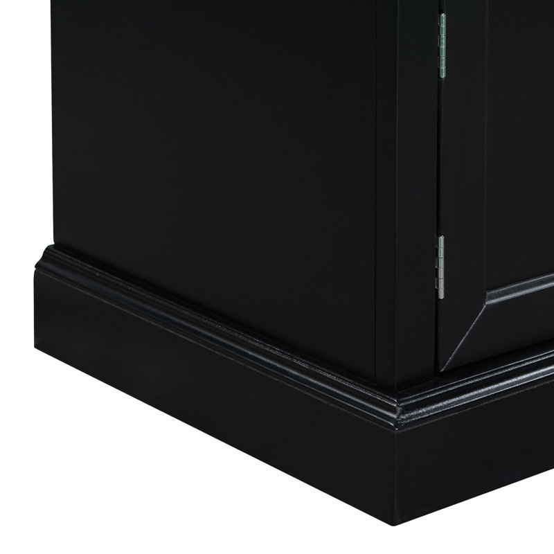 Storage Bench With 2 Drawers And 2 Cabinets, Black