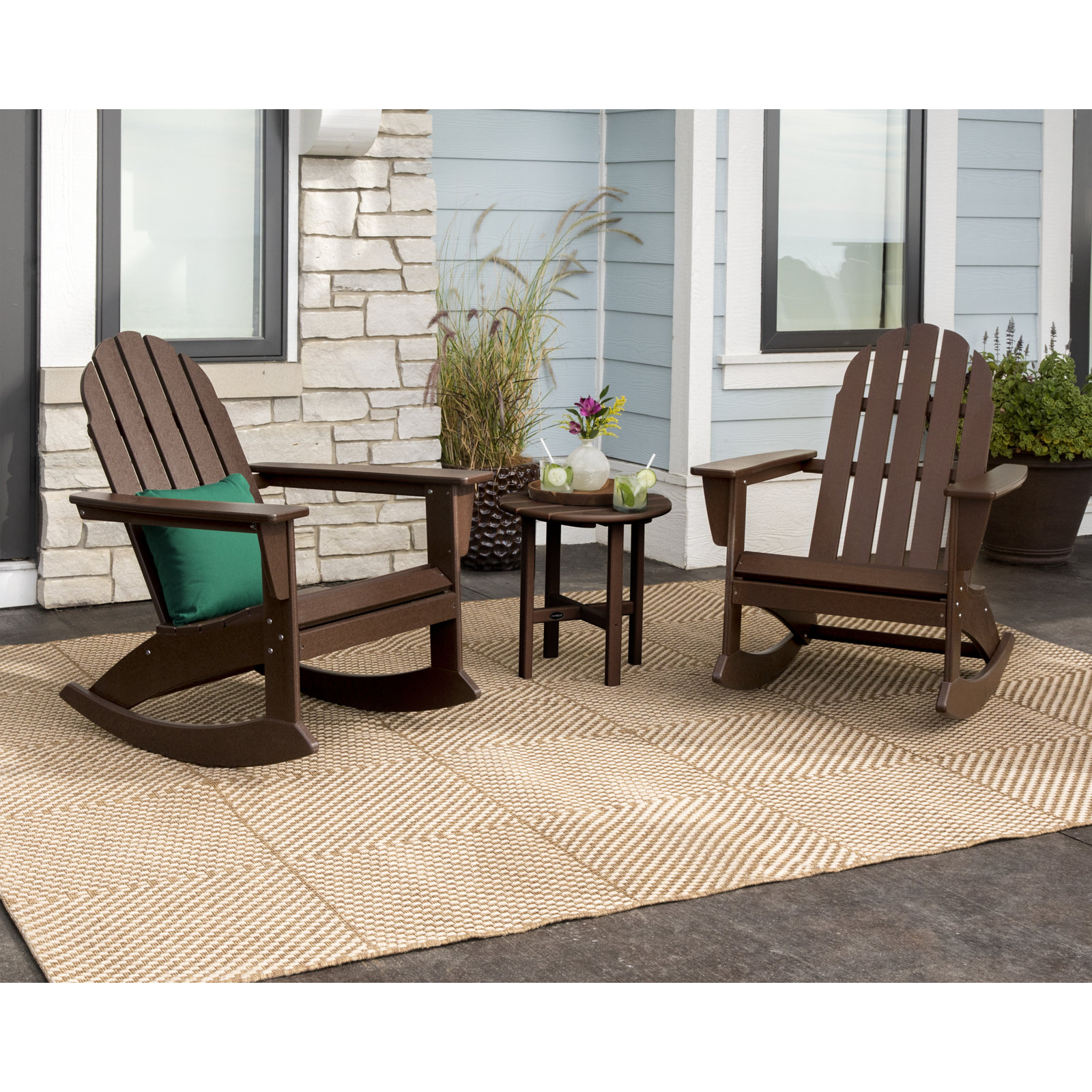 POLYWOOD® Vineyard Rocking Adirondack Chair, Mahogany