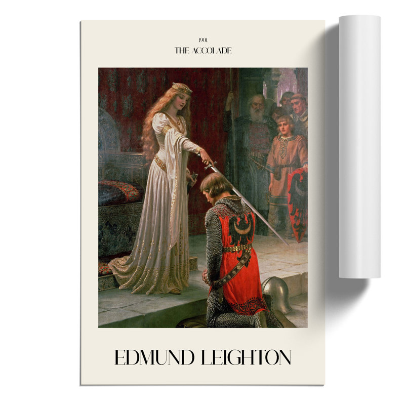 The Accolade Print by Edmund Leighton - Frameless Print, 42cm H x 30cm W x 0.1cm D
