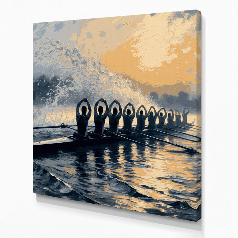 Sports Rowing Gray Canvas Wall Art