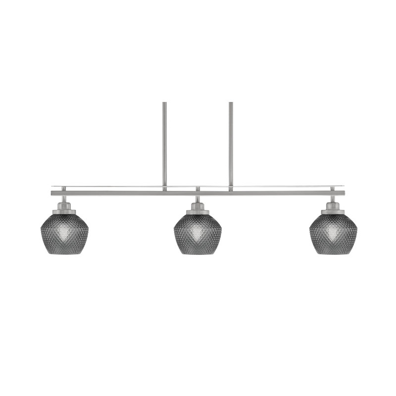 Luminaire pour îlot de cuisine 3 lumières Scituate, noir, 6 po , Clair, Brushed Nickel