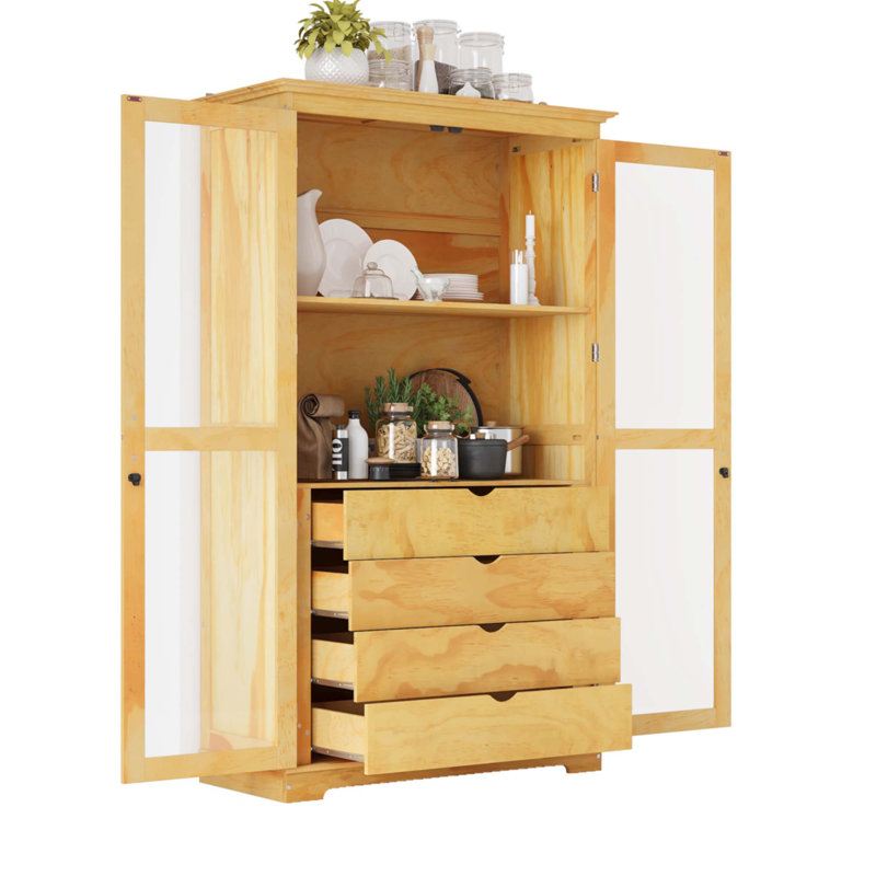 Armoire de rangement de cuisine autoportante, Naturel