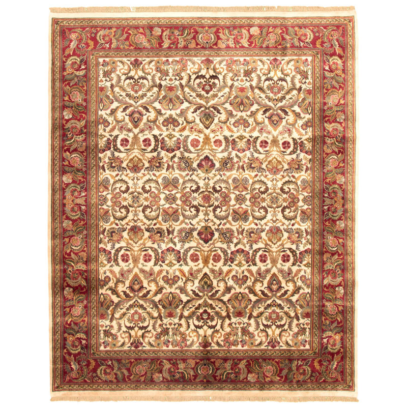 Tapis ivoire/brun en laine noué à la main Goodspeed