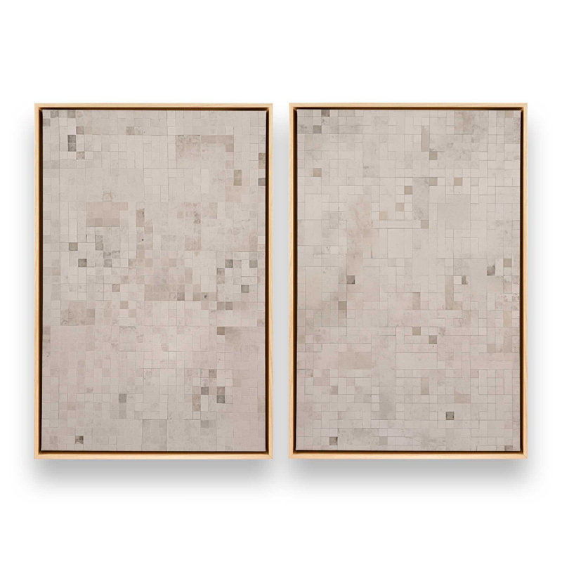 «Mosaic Matrix», ensemble de 2, reproduction sur toile, Cadre américain en érable flottant