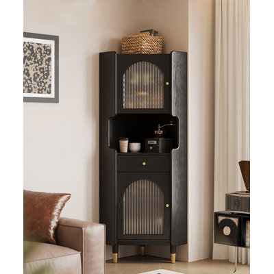 Armoire de rangement d'angle en verre cannelé Modern