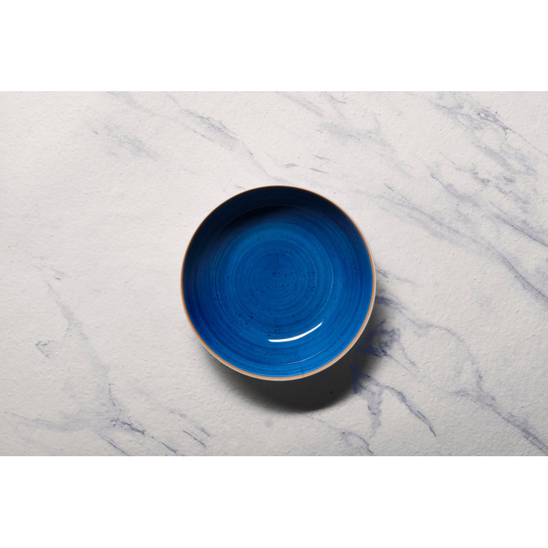 Assiette ronde creuse Vitale en porcelaine de qualité supérieure TWISTER-BLUE, Bleu