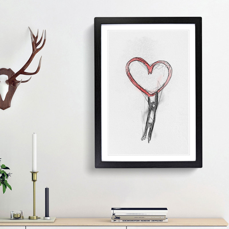 Holding on to Love in Abstract - Picture Frame Graphic Art Print, Black Framed, 65cm H x 48cm W x 2cm D