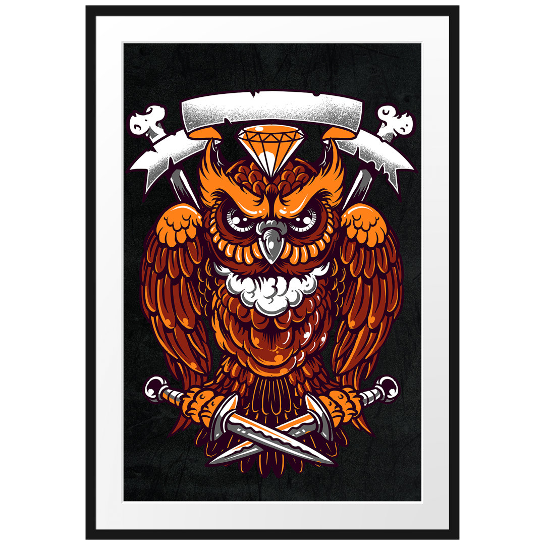 Gerahmtes Poster Rogue Owl Black