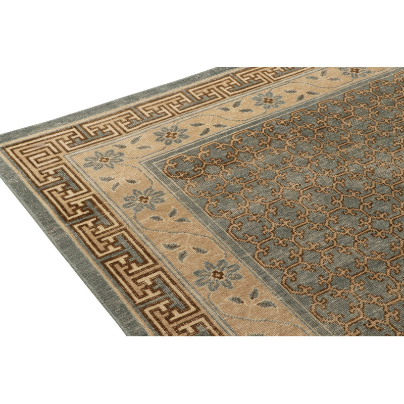 Distressed Homage Hand Knotted Wool Floral Area Rug, Rectangle 8' x 10'