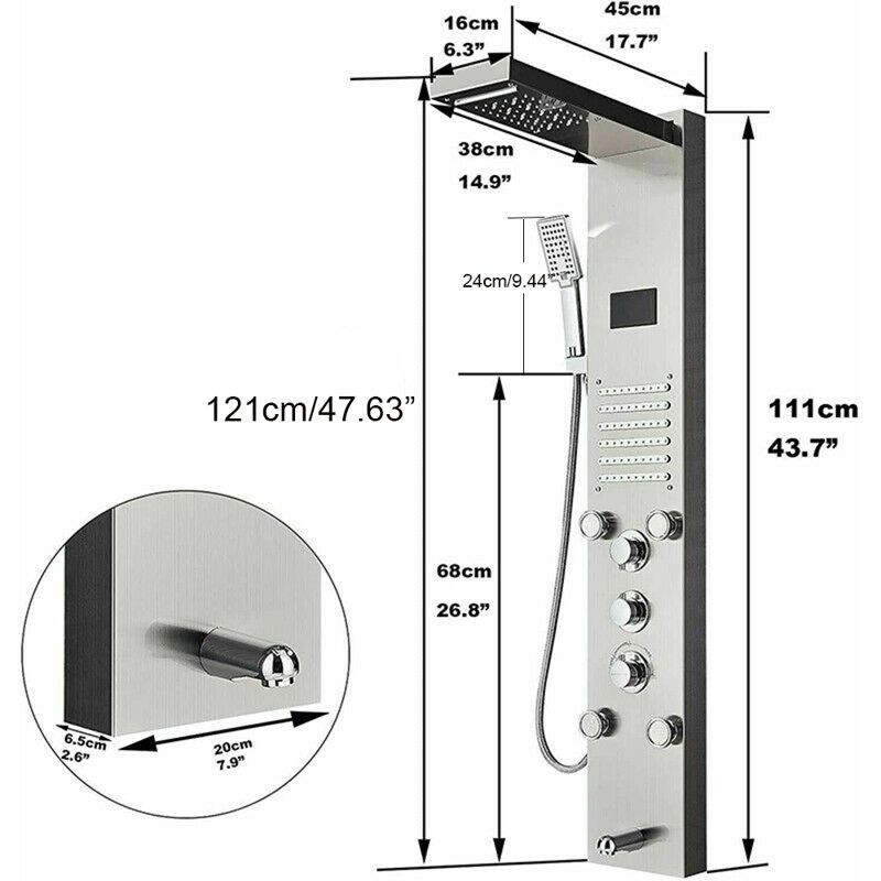 43.7'' Shower Panel with Fixed Shower Head