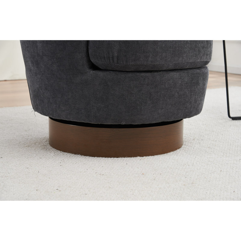 Luxueux fauteuil demi-tonneau pivotant en polyester avec base dorée - Gris foncé