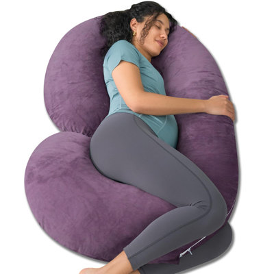 Queen Rose Pregnancy Pillow,Maternity Body Pillow with Velvet Cover,C Shaped Body Pillow for Sleeping (Cozy Velvet-Blue)