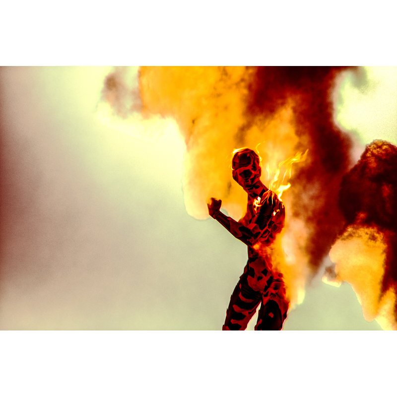 Burning Cyborg - Wrapped Canvas Print, 30cm H x 46cm W