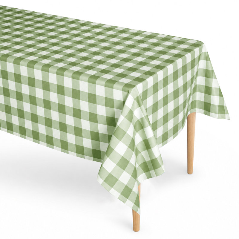 Nappe PEVA imperméable Buffalo Gingham avec envers en flanelle, repas intérieur et extérieur, 52" W x 70" L, Green/White