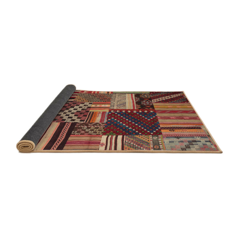 Tapis contemporain rouge / noir, Rond 8 pi