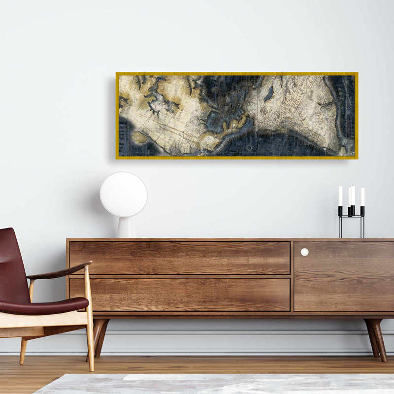 «Old World Map», toile encadrée rétro | Décoration de vue par satellite, H 17,25 po x l 49,25 po