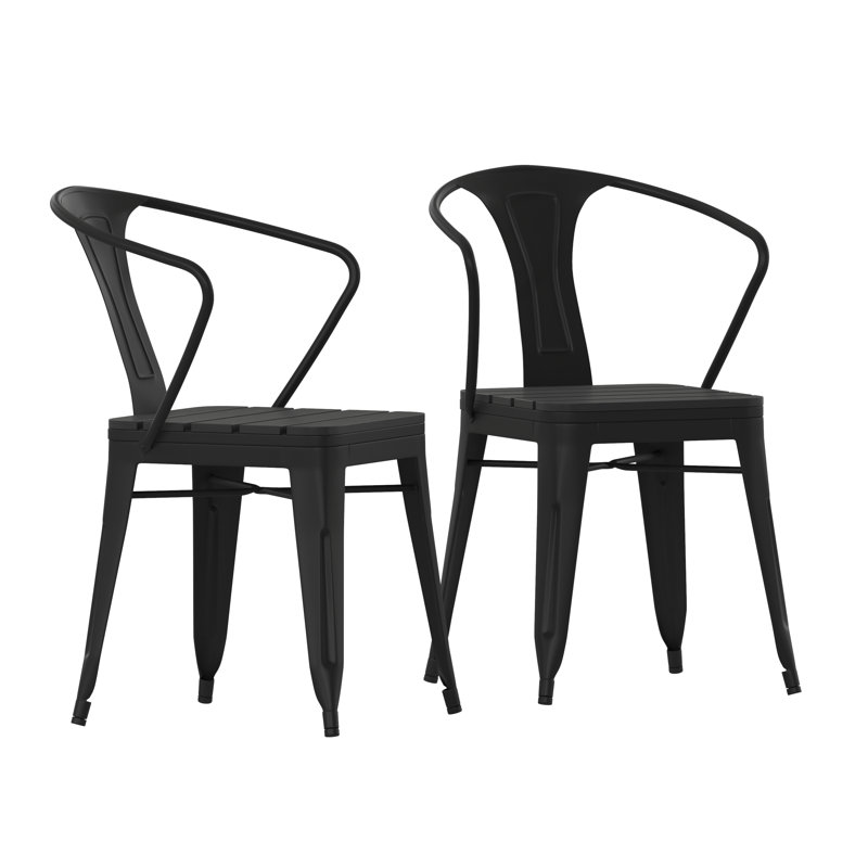 Chaise de patio à dossier à lattes toutes saisons avec siège en résine de polyester