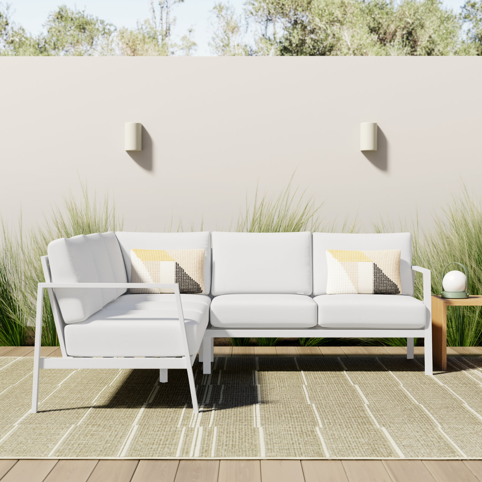 Armando 79" Sunbrella® Patio Sectional, White, White Sunbrella®