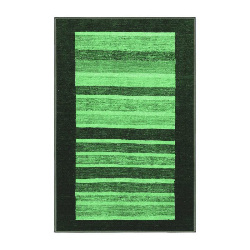 Tapis à motif abstrait vert émeraude 808, Rectangle 5 pi x 7 pi