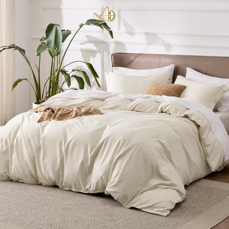 Bedsure Super Soft Cationic Dyed Duvet Cover, Full Duvet Cover + 2 Standard Pillowshams, Bison