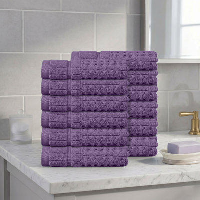 Ensemble de serviettes de toilette 12 pièces Willow - 100% coton peigné, qualité supérieure 630 g / m², mauve, ultra doux et très absorbant (12 serviettes de toilette)