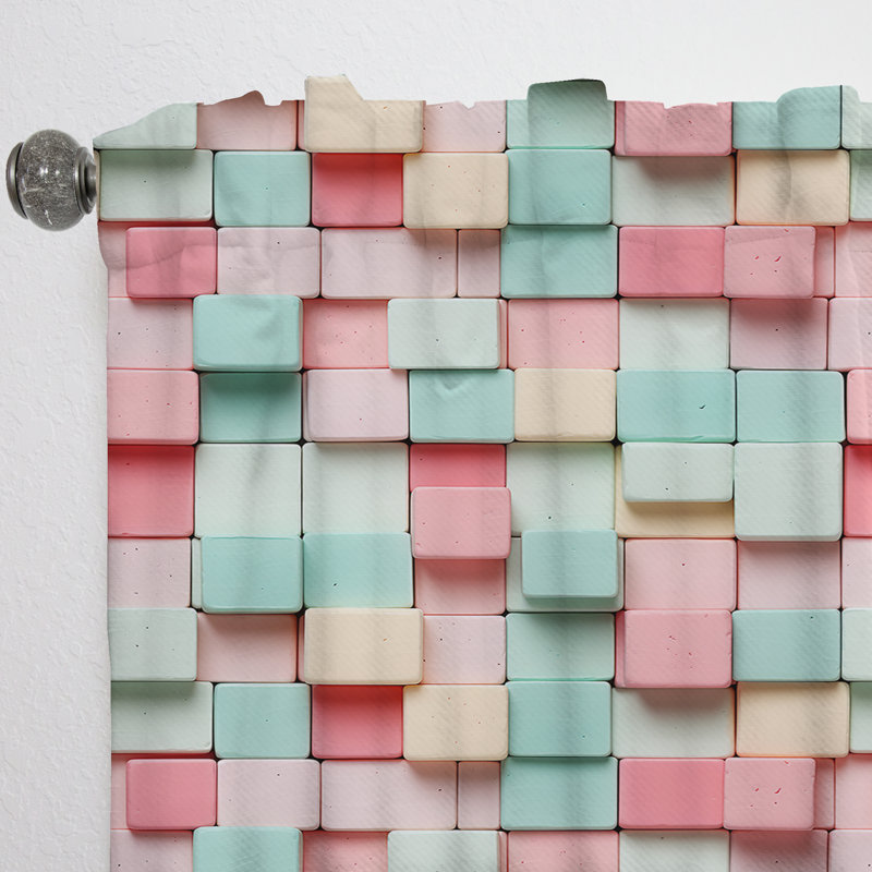 Popart Candyland Blocks II - Rideau à rayures - Rideau rayé obscurcissant - 1 panneaux, L 52 po x L 108 po
