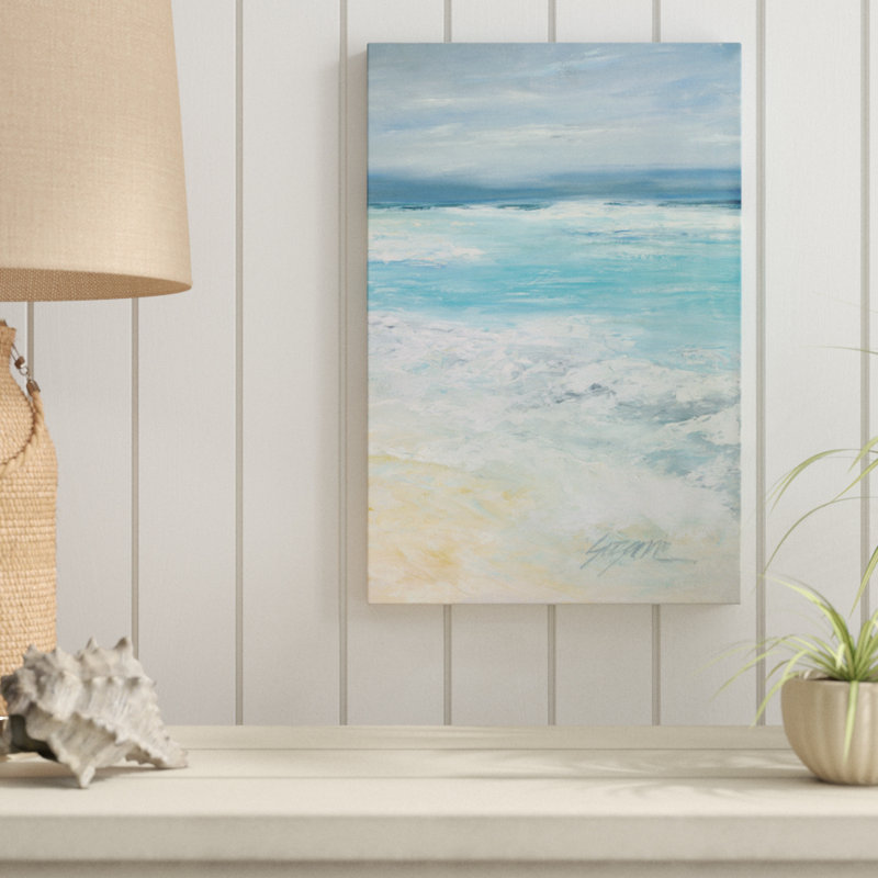 «Storm at Sea II», peinture sur toile, H 18 po x l 12 po, Imprimé à cadre doré, Non