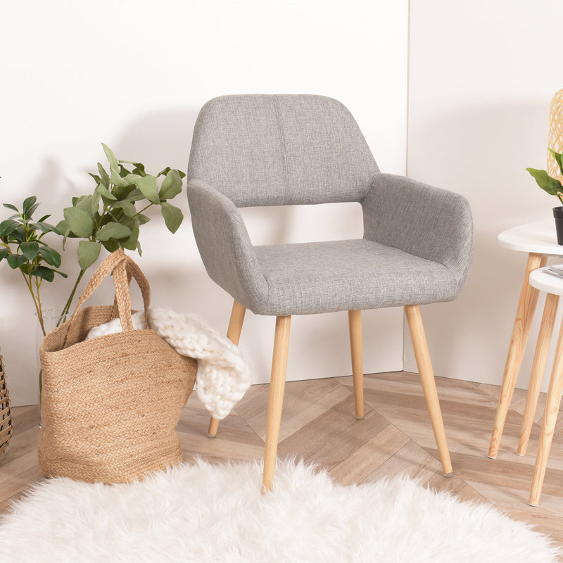 Upholstered Armchair, Beige Fabric