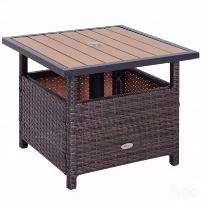 Table de patio d'extérieur en osier avec structure en acier