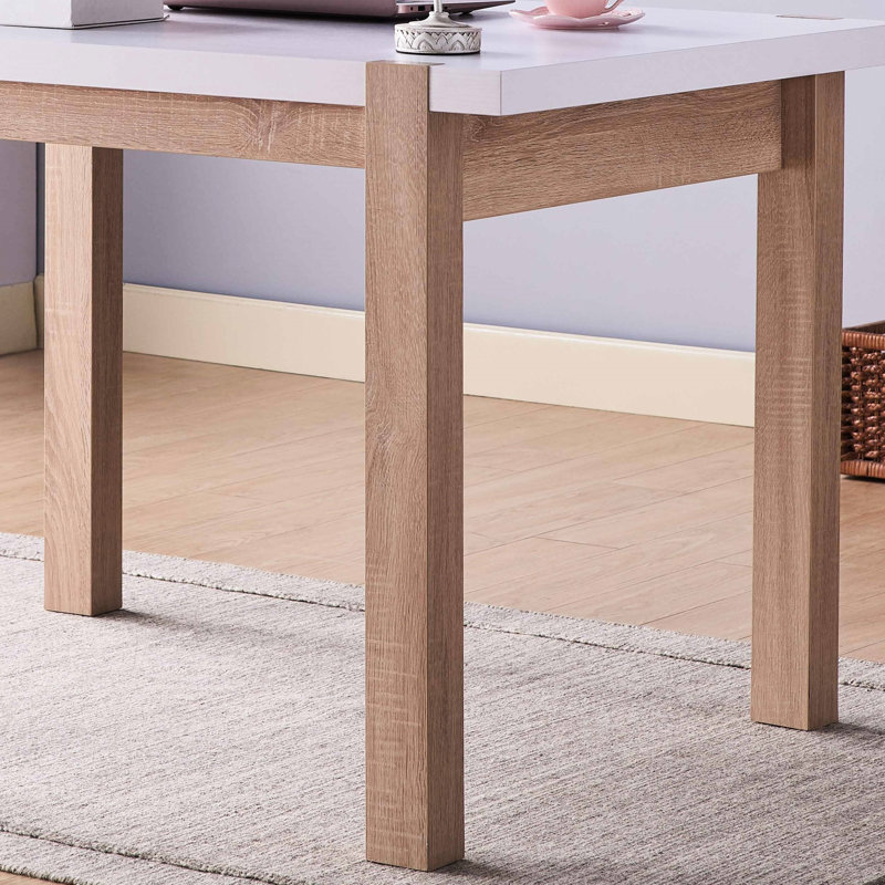 Table de salle à manger bicolore avec quatre pieds en bois massif, table de 2 po d'épaisseur, sièges en métal