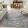 Medallion Machine Washable Polyester Area Rug in Light Blue/Orange/Gray