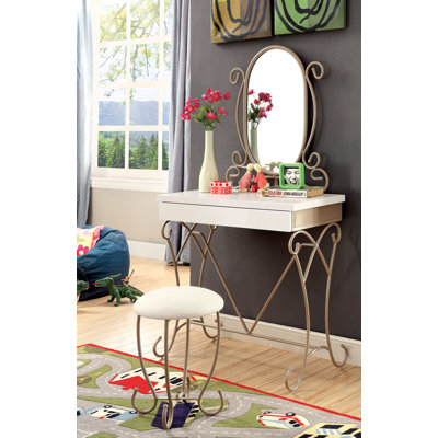 Ensemble de meuble-lavabo avec tabouret et miroir Alysia