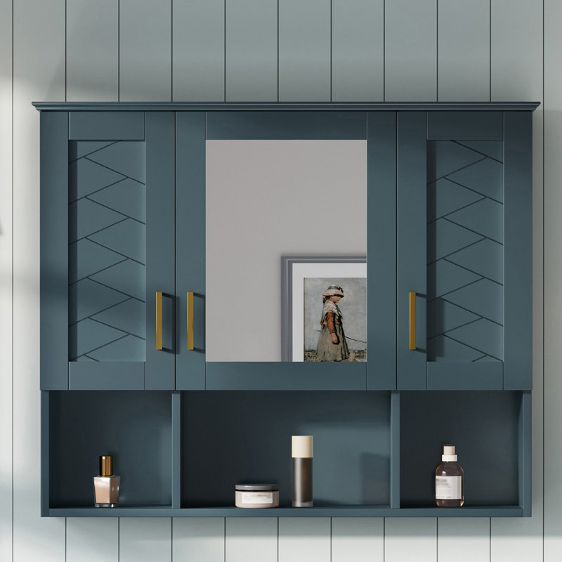 Armoire murale à miroir murale l 35 po x H 29 po, Bleu