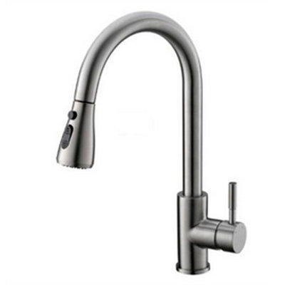 FLG Touch-On Kitchen Faucet With Pull Out Sprayer Single Handle Brass Touch Activated Kitchen Sink Faucet With 2-Way Pull Out Sprayer,Brushed Nickel