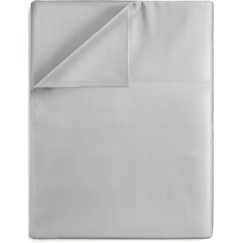 Soft Flat Sheet – Cooling, Breathable & Wrinkle Free Top Sheet, Light Gray, Full