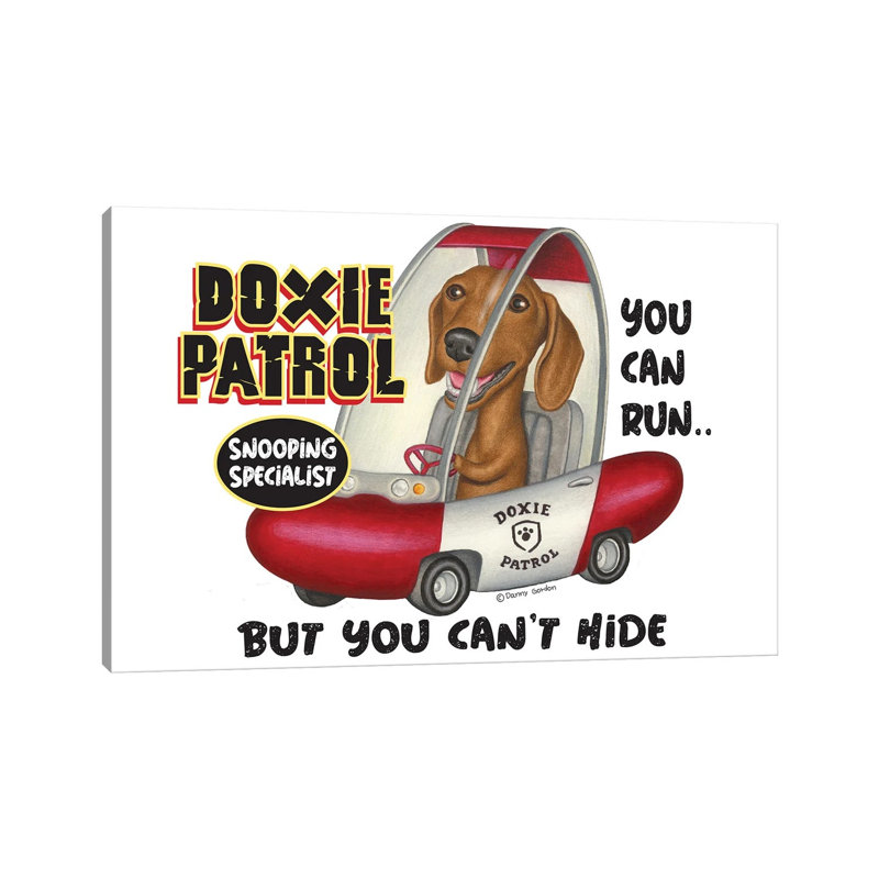 Dachshund Doxie Patrol by Danny Gordon - Wrapped Canvas Print, 20.32 cm H x 30.48 cm W